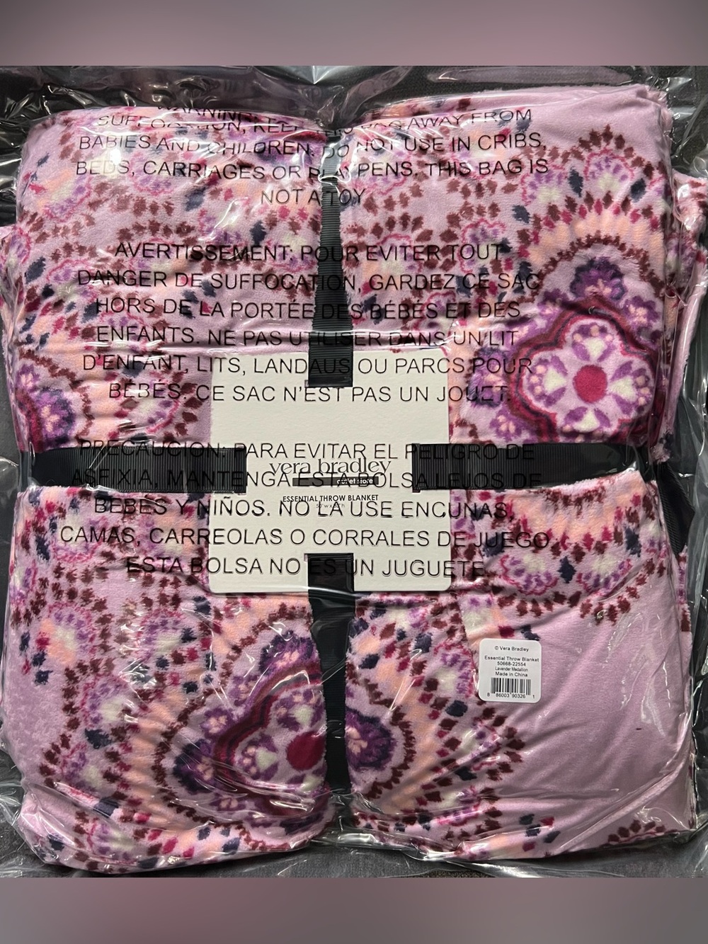 NEW Vera Bradley LAVENDER MEDALLION Essential Throw Blanket SOFT